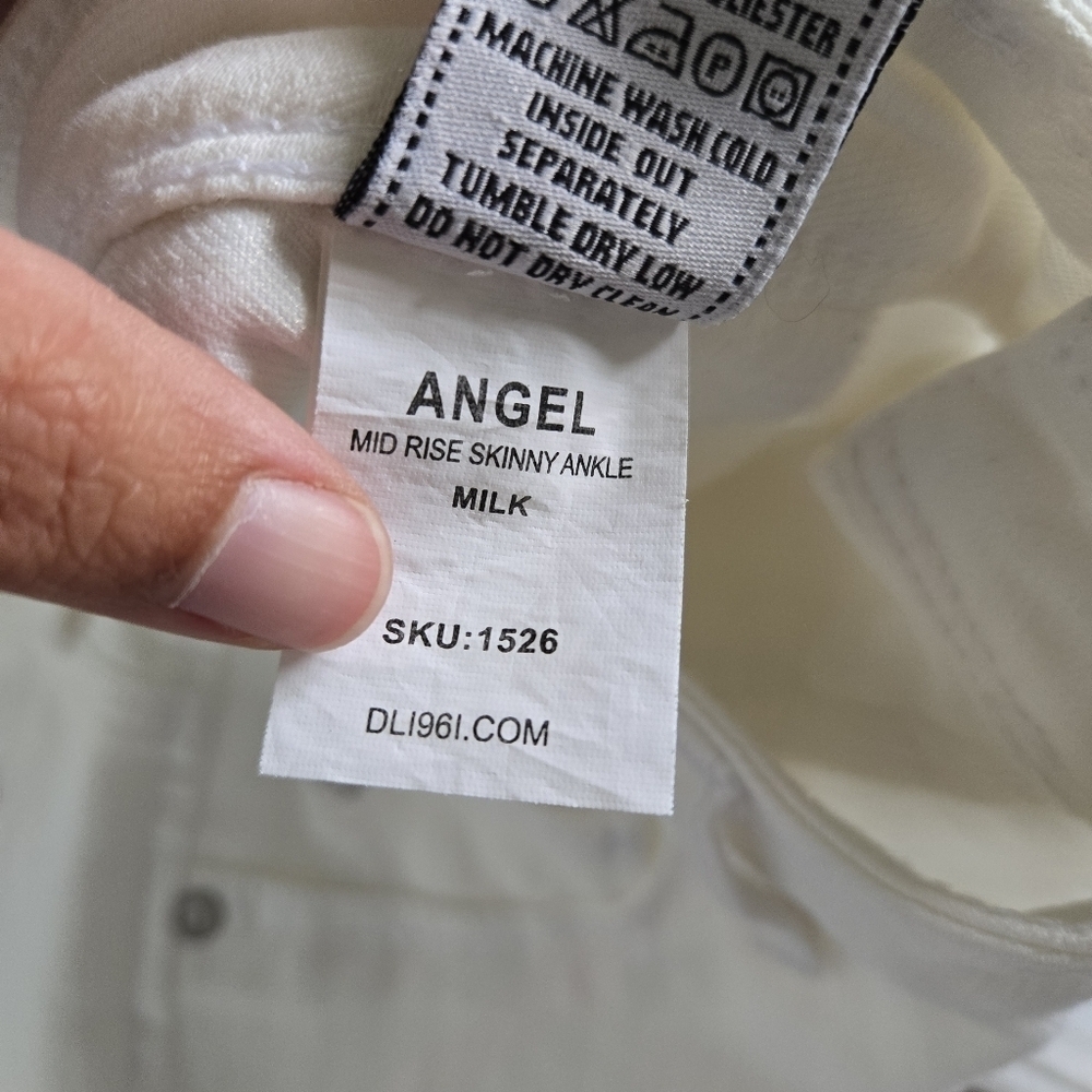 LIKE NEW DL1961 Angel Mid-Rise Skinny Ankle Denim Jeans Pants White Milk Size 28 - Picture 5 of 7